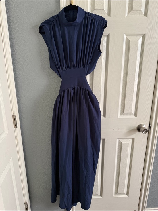Commense Dresses & Skirts - Commense Navy Maxi Dress with Pleated Bodice